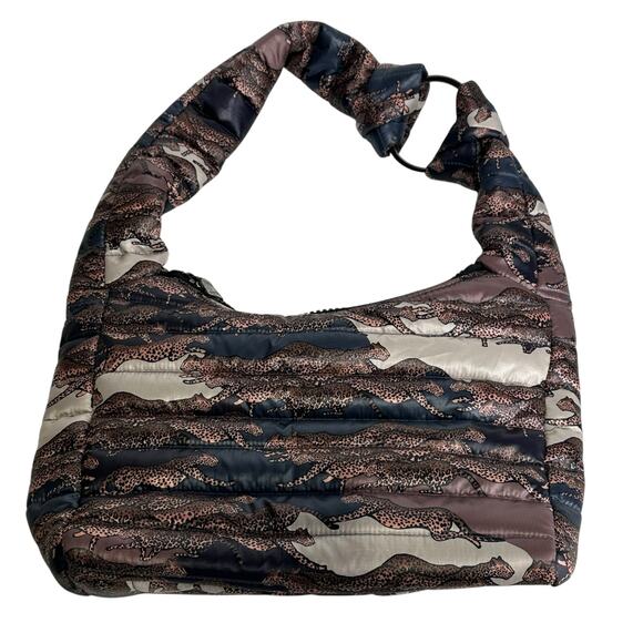 Think Royln Amsterdam Cheetah Knot Shoulder Bag Zipper Pockets Quilted - Picture 1 of 12